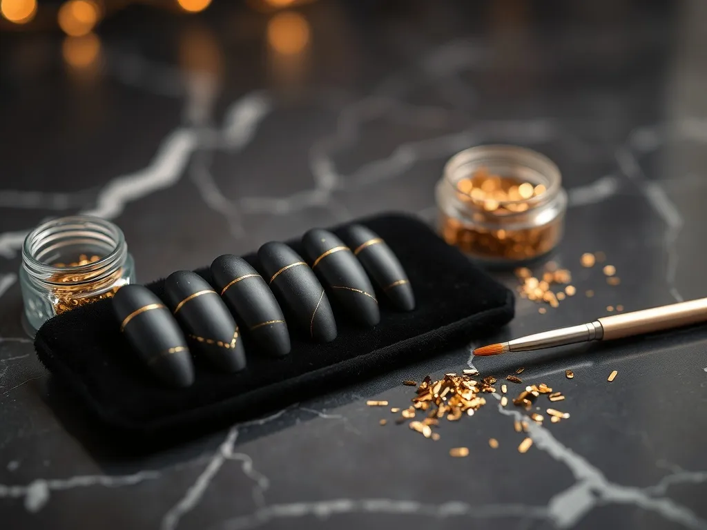 Paznokcie czarne ze złotym – stylowe pomysły na manicure