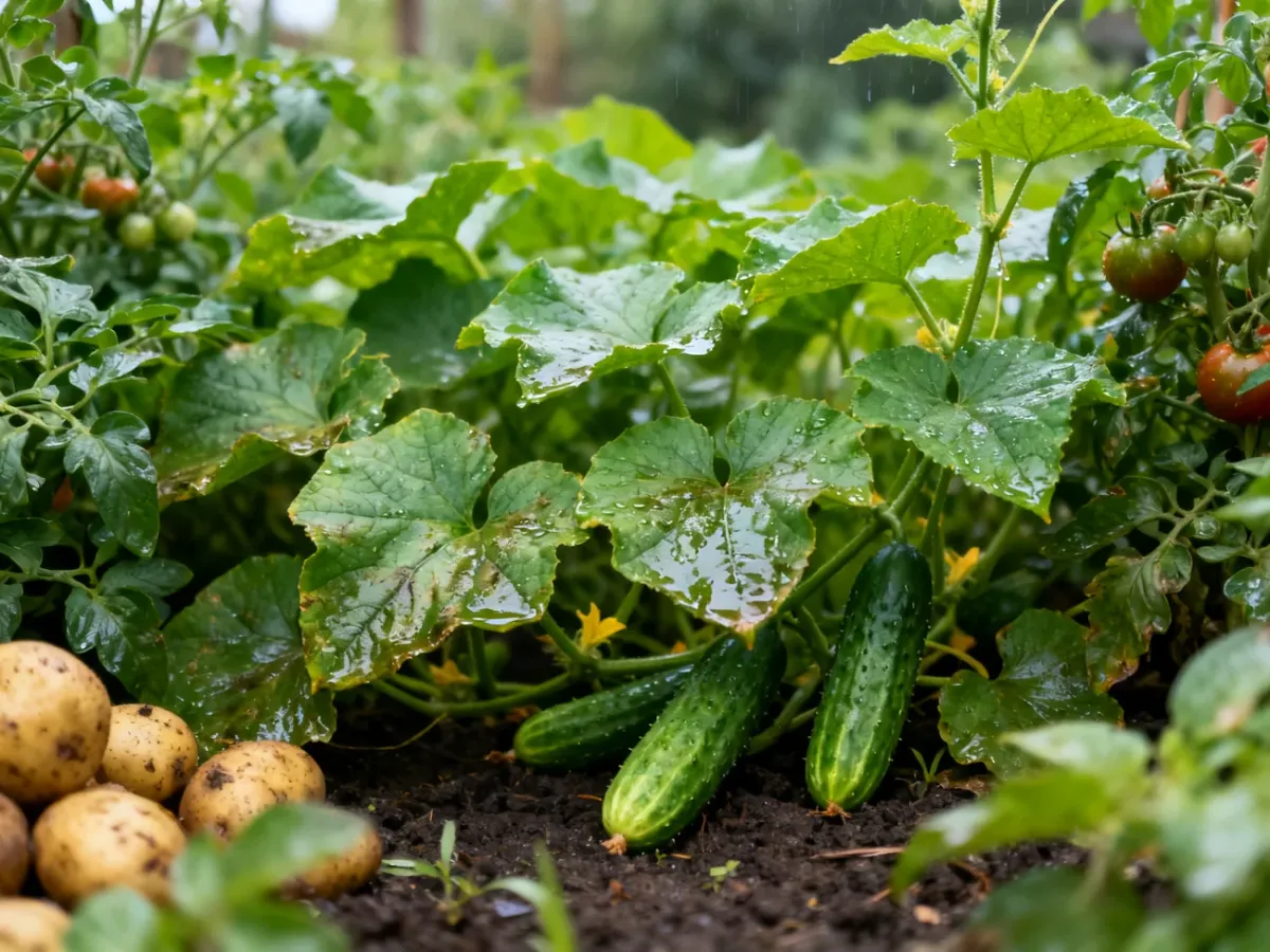 Ogórki posadzone zbyt blisko ziemniaków i pomidorów