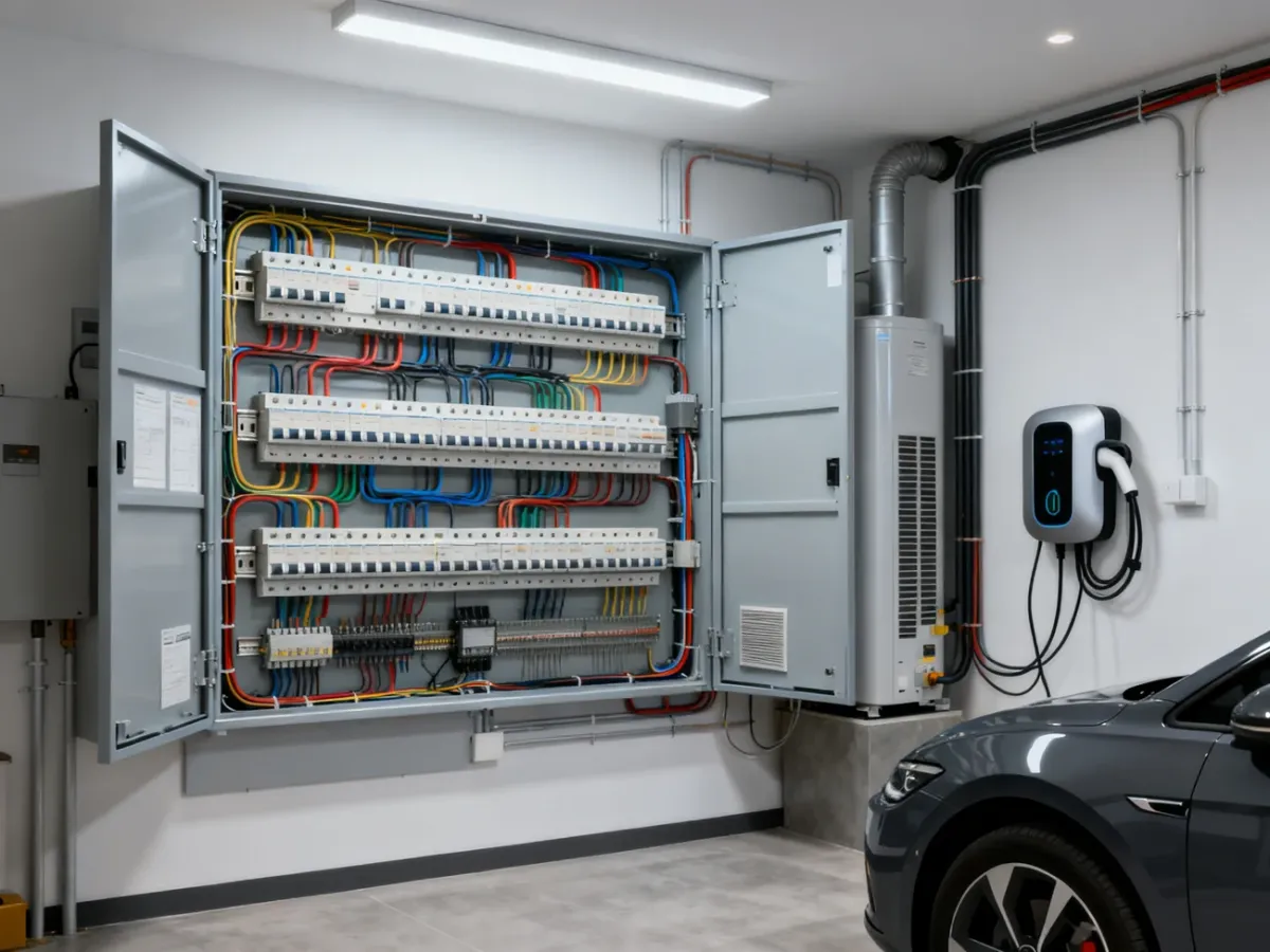 Rozdzielnica elektryczna z uporządkowanymi obwodami w domu